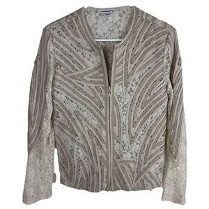 Alexandra Rosati Women's Size 10 Cream Lace Tank Top W/ Matching Dual Zip Jacket